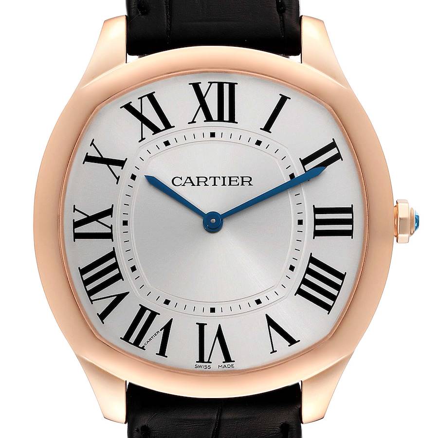 Cartier Drive de Cartier Rose Gold Silver Dial Mens Watch WGNM0006