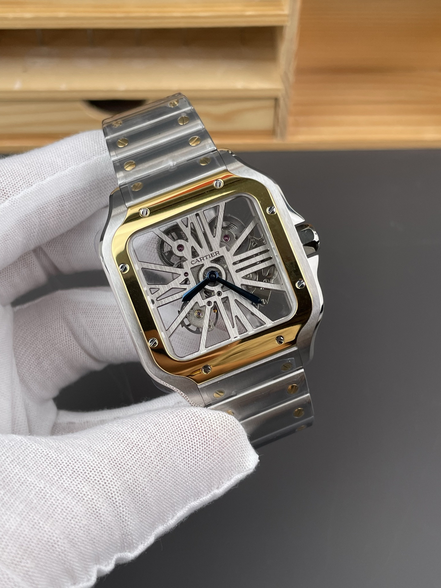 Santos de Cartier Skeleton Series Two-Tone V2 Version