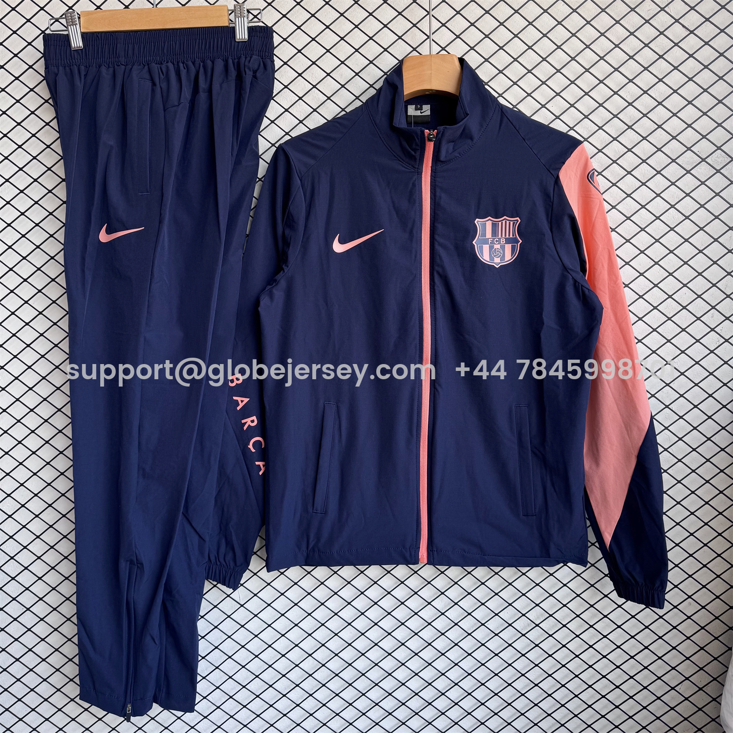 Barcelona 25-26 Windbreaker Training Set - Blue With Pink Black Top and Pants