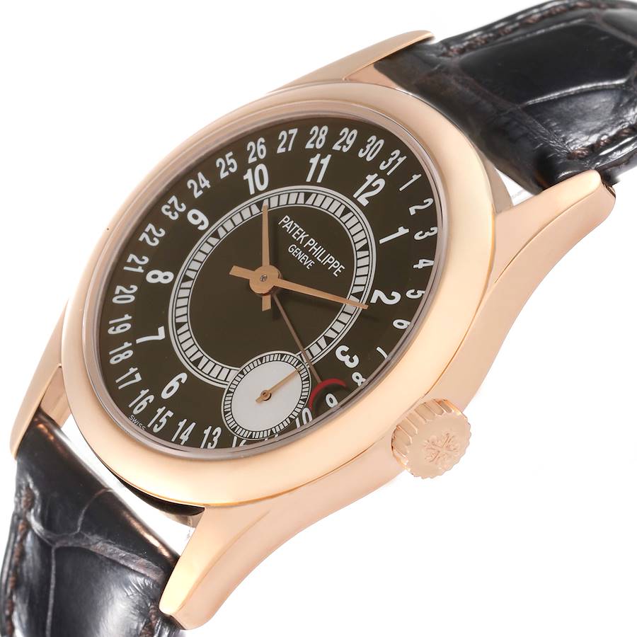Patek Philippe Calatrava Rose Gold Brown Dial Mens Watch 6000R Papers