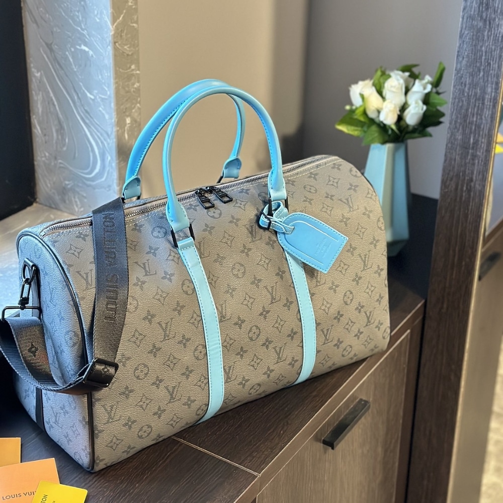 Louis Vuitton Keepall Bandoulière 45 Monogram Eclipse Reverse Coated Canvas Turquoise 45cm M11481