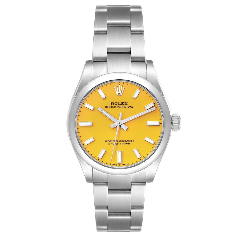Rolex Oyster Perpetual Midsize Yellow Dial Steel Ladies Watch 277200
