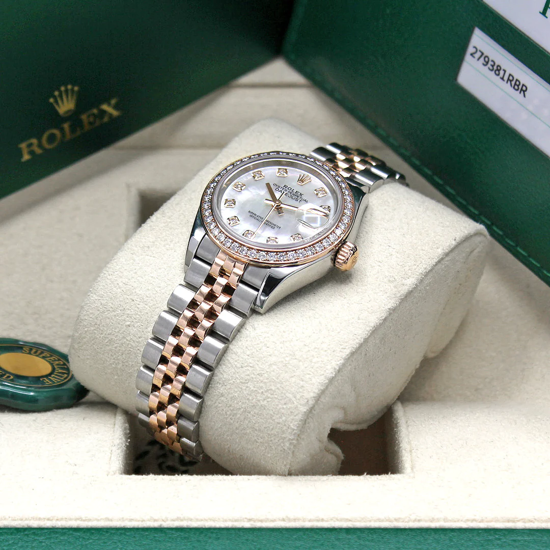 ?Limited Stock-Rolex Lady Datejust 28mm Everose Diamond Bezel Two-Tone 279381