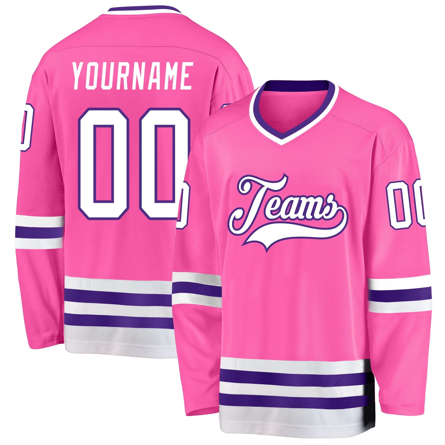 Custom Pink White-Purple So Cool Hockey Jersey