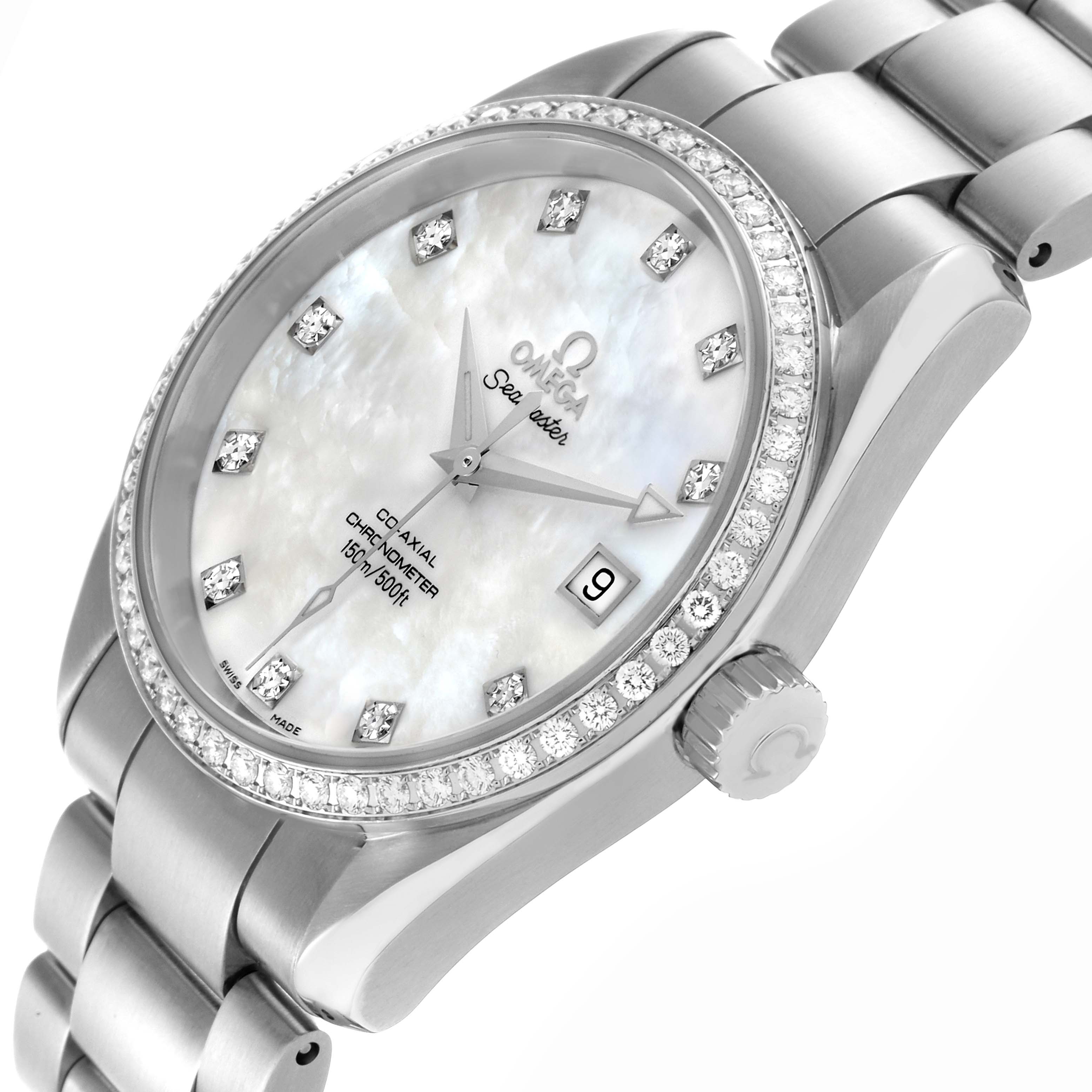 Omega Aqua Terra Steel Mother Of Pearl Diamond Ladies Watch 36.0 MM 2509.75.00