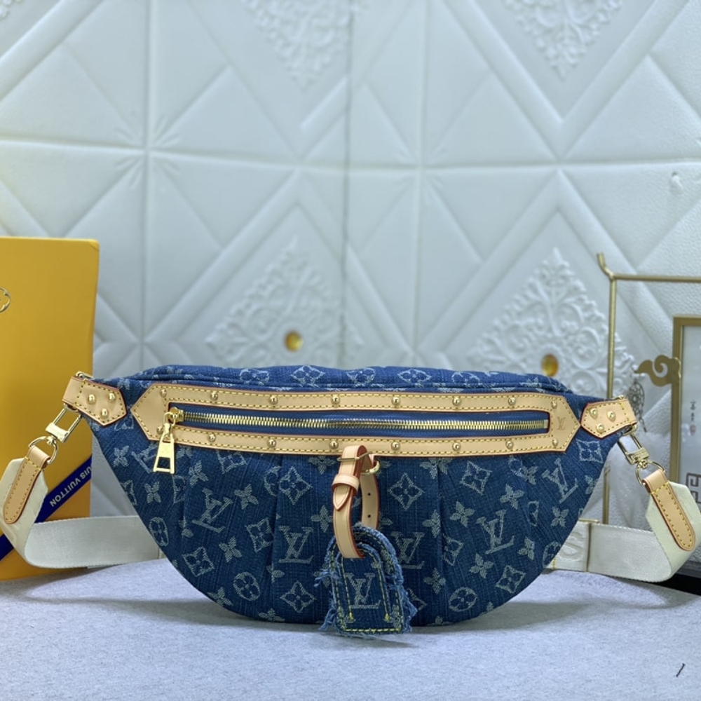 Louis Vuitton Bumbag High Rise Denim Blue 38Cm M46837