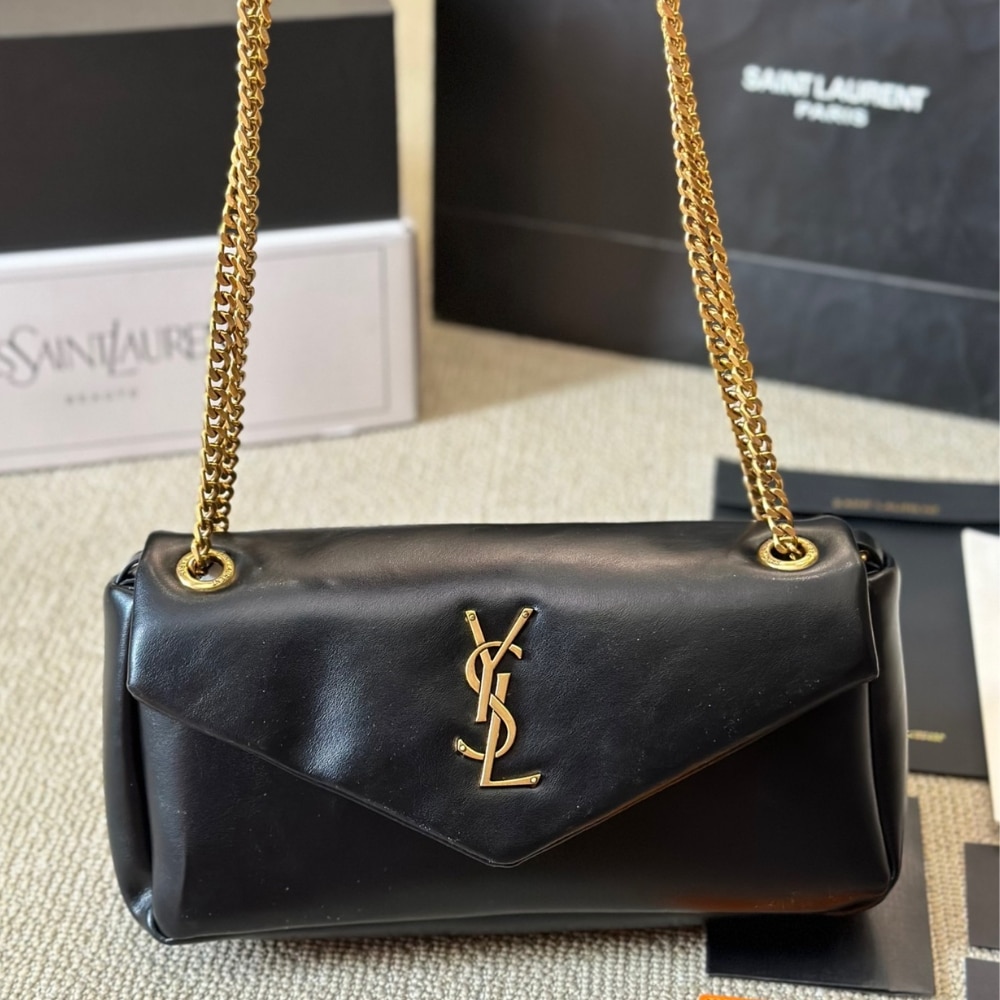 Saint Laurent Calypso Small In Plunged Black 27Cm 734153Aacqo1000