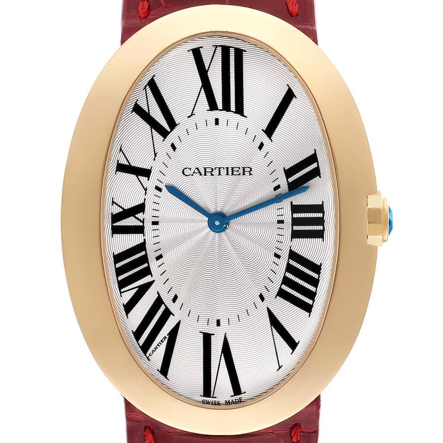 Cartier Baignoire Large 18k Yellow Gold Silver Dial Ladies Watch W8000013