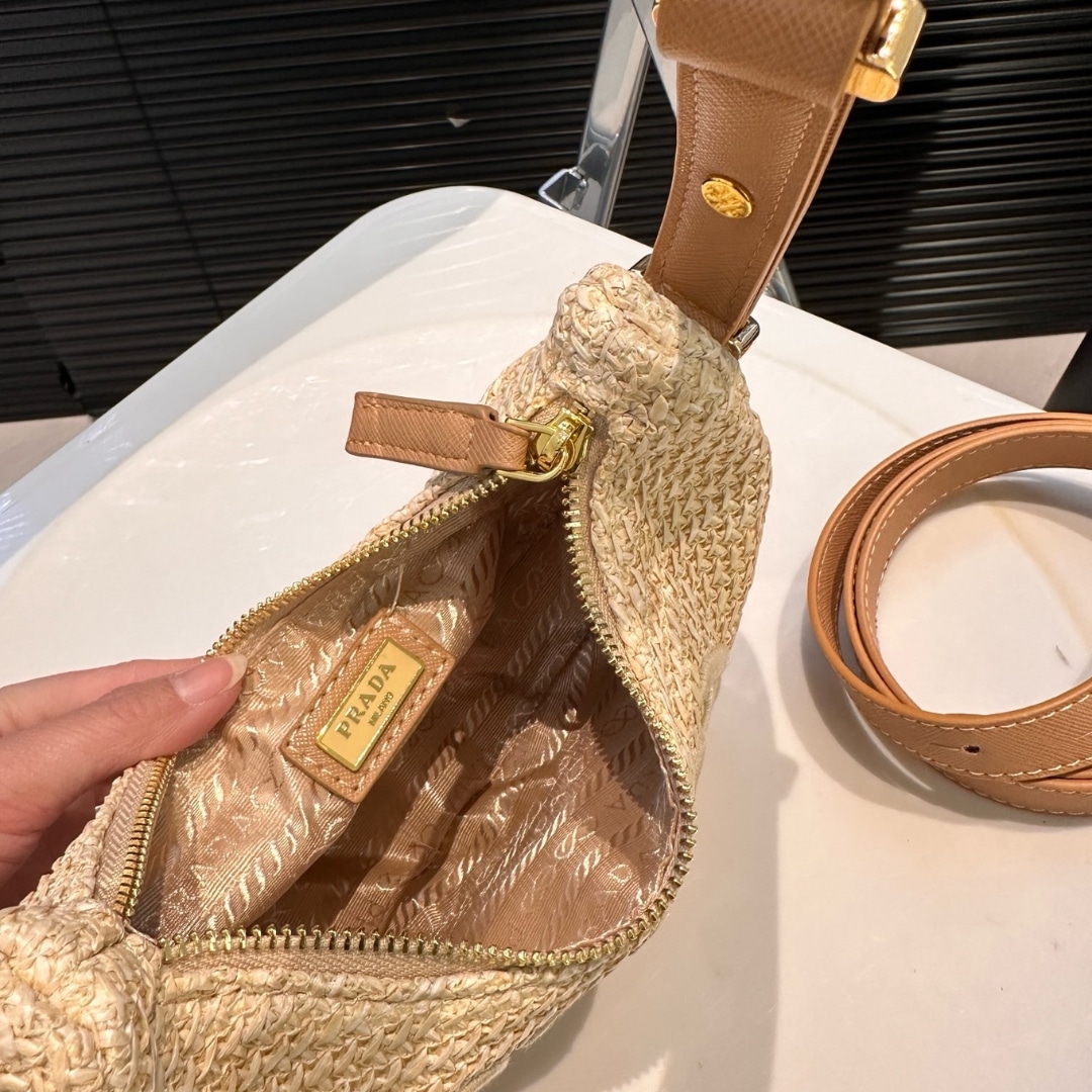 Prada Arqué Crochet Shoulder Bag Natural 22Cm 1Bc194 2M2T F0018 V Ouo