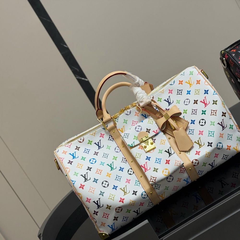 Louis Vuitton X Takashi Murakami Keepall Bandoulière 45 Bag Multicolore Blanc 45cm M13742