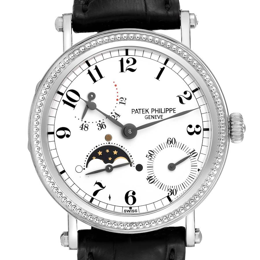 Patek Philippe Complications Moonphase White Gold Mens Watch 5015