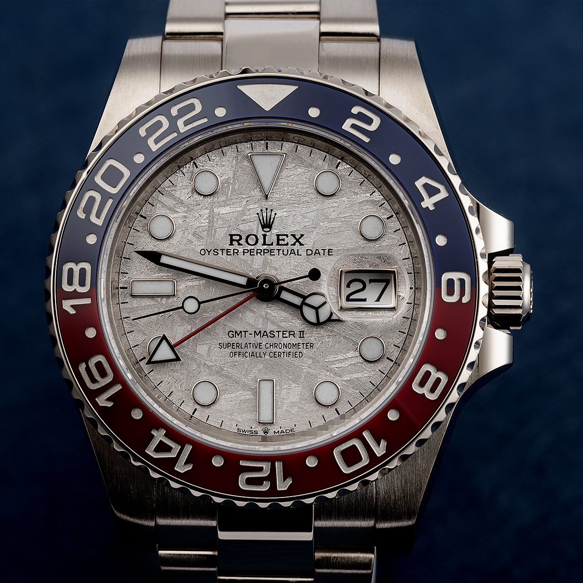 Rolex GMT Master II White Gold Meteorite Dial Pepsi Bezel Mens Watch 126719BLRO-0002 in 2021 New