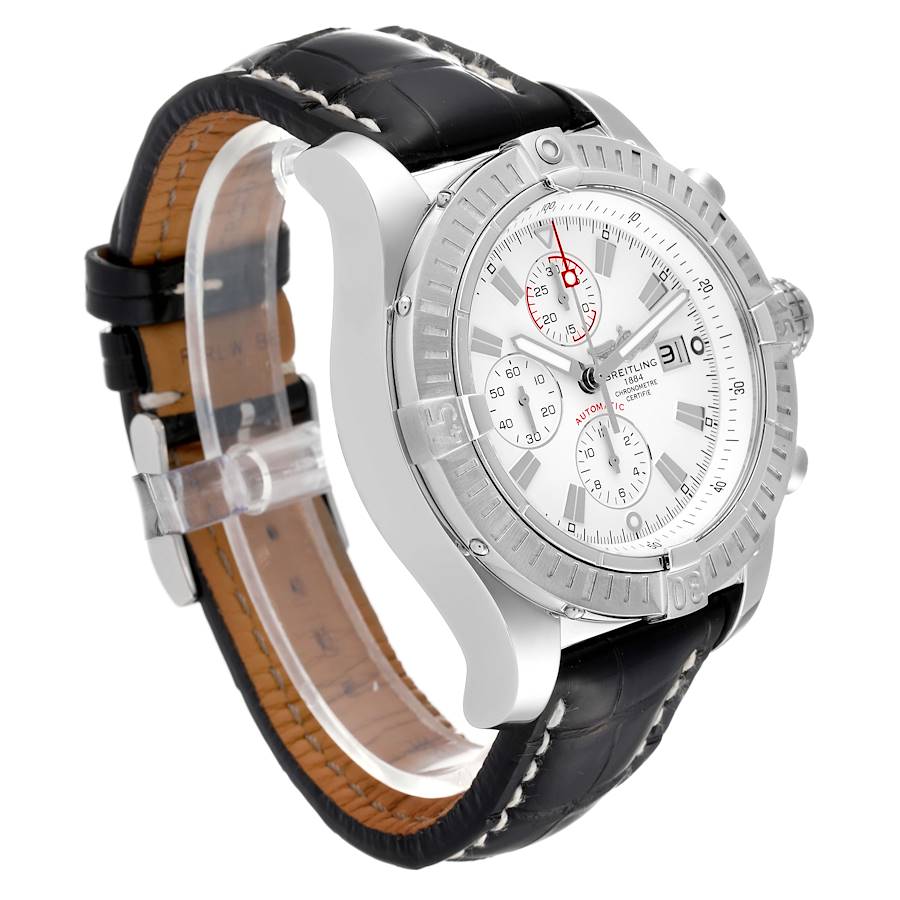 Breitling Super Avenger White Dial Chronograph Steel Mens Watch A13370