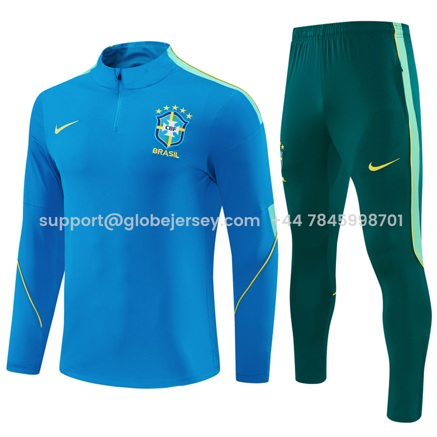 Brazil 2026 Long Sleeve Training Set - Sky Blue Top & Dark Green Pants