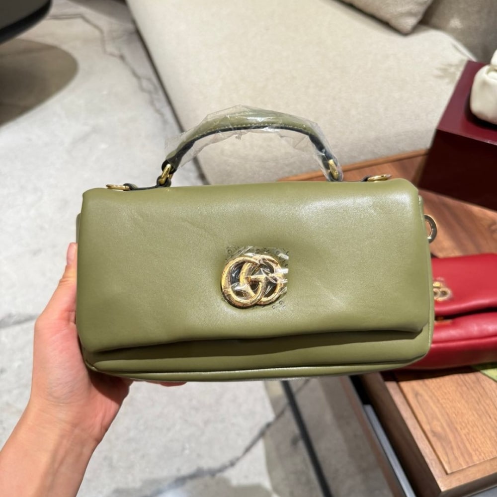 Gucci GG Milano Mini Top Handle Bag Olive Green 21Cm 806017 AAD5X 3037