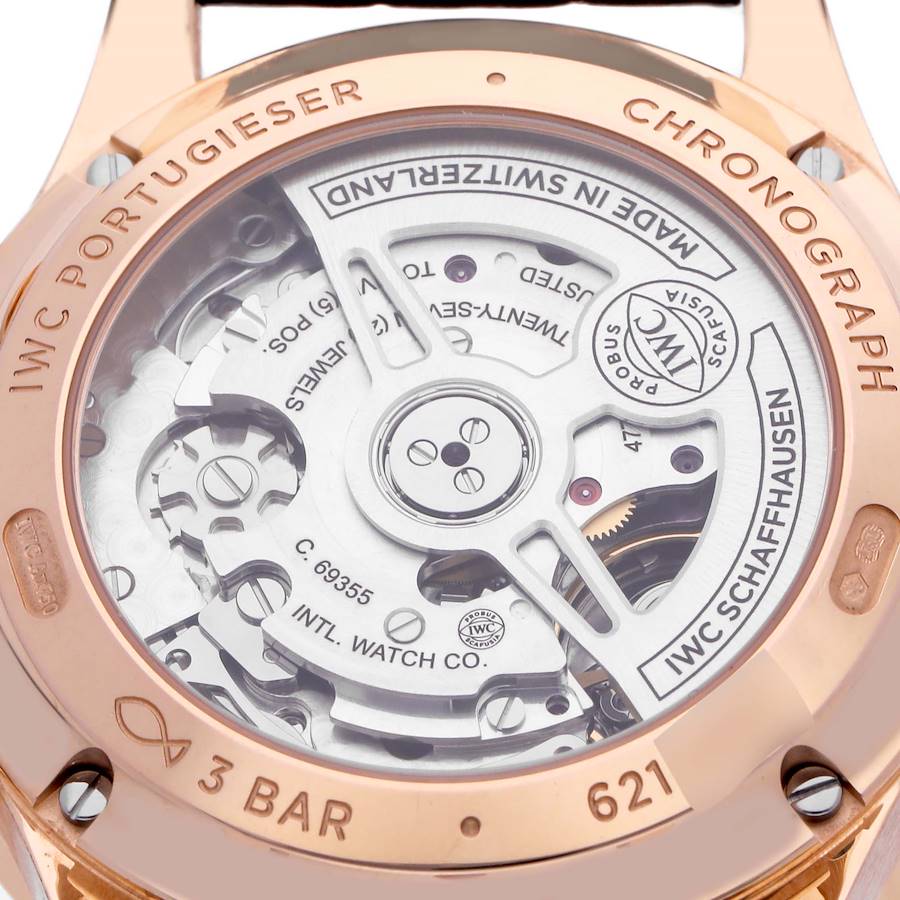 IWC Portugieser Chronograph Rose Gold Slate Dial Mens Watch IW371610