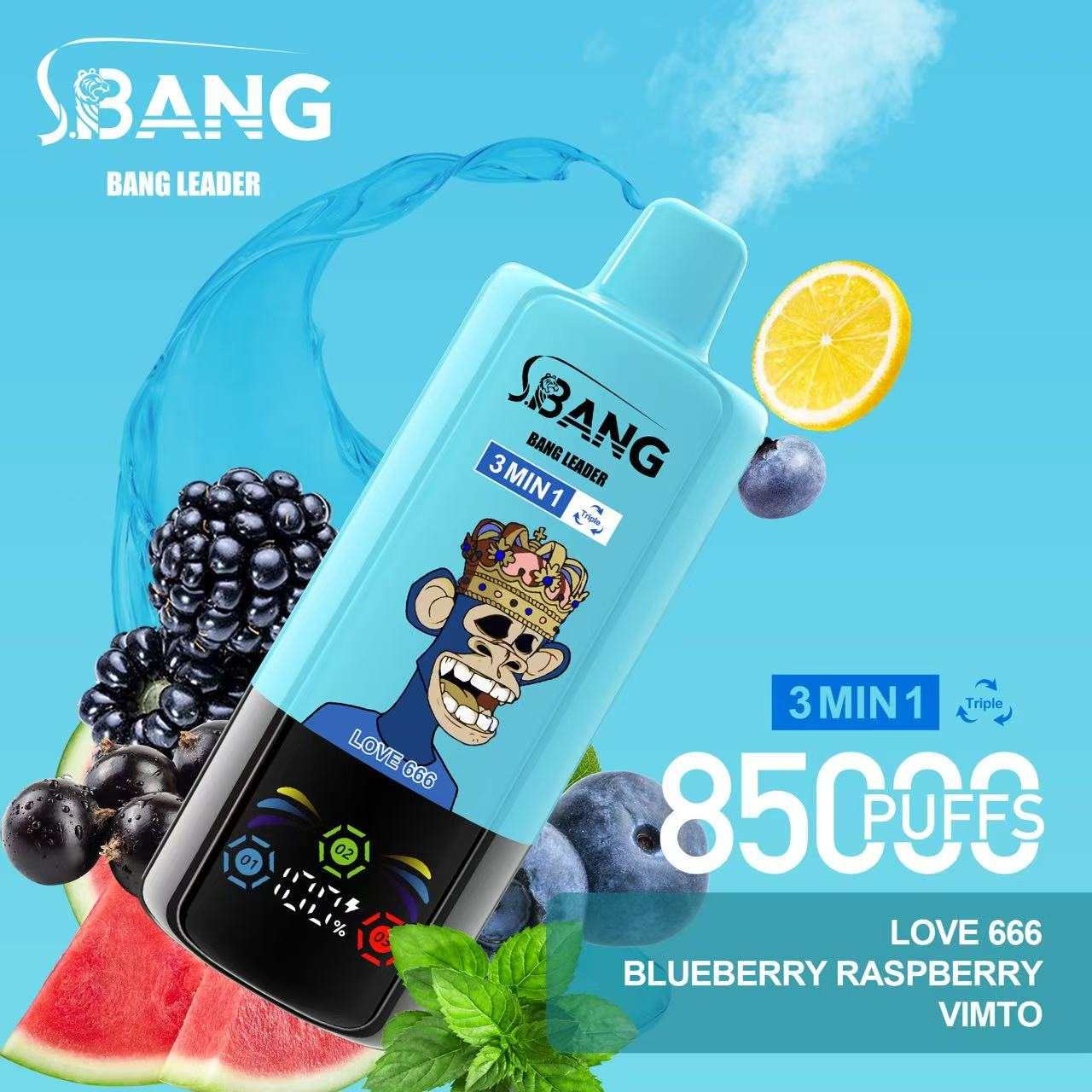 Bang Leader 85K Puffs 3-in-1 Prefilled Vape Device - 3 Flavours, Rechargeable, 850mAh