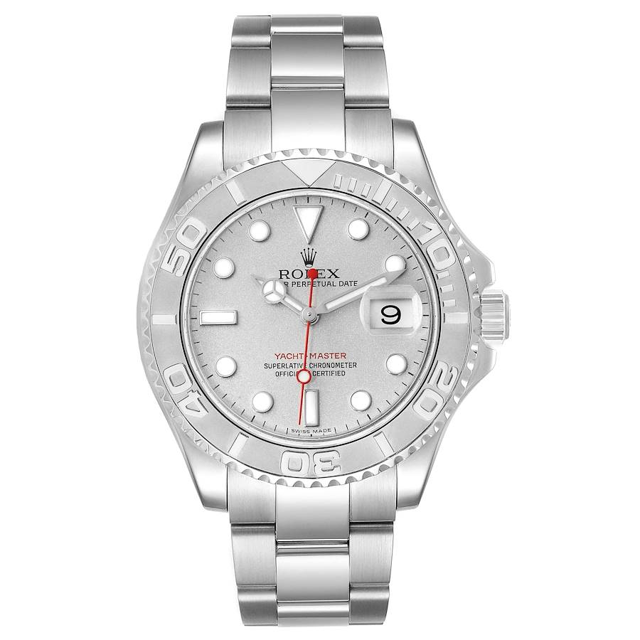 Rolex Yachtmaster 40mm Steel Platinum Dial Platinum Bezel Mens Watch 16622