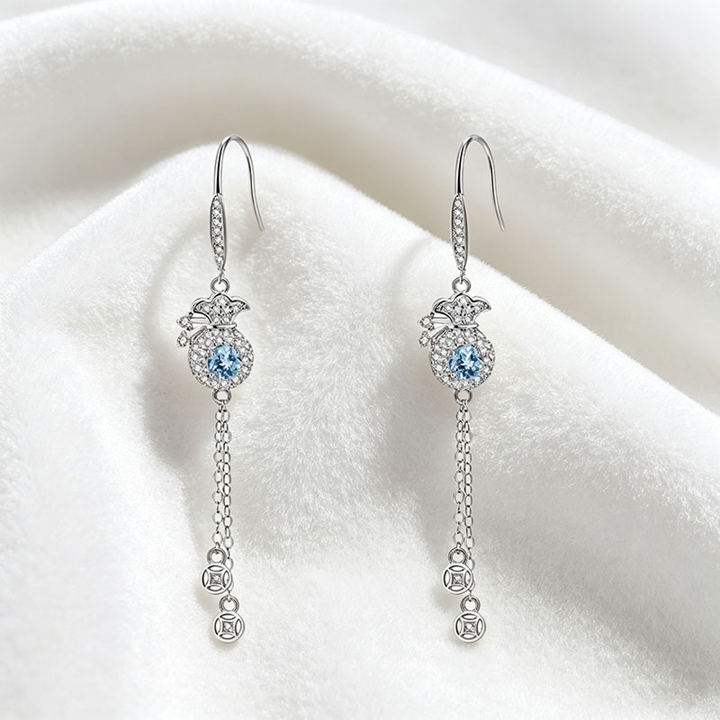 GemVibra Talismanic Money Bag Earrings | Abundance Crystal Drops