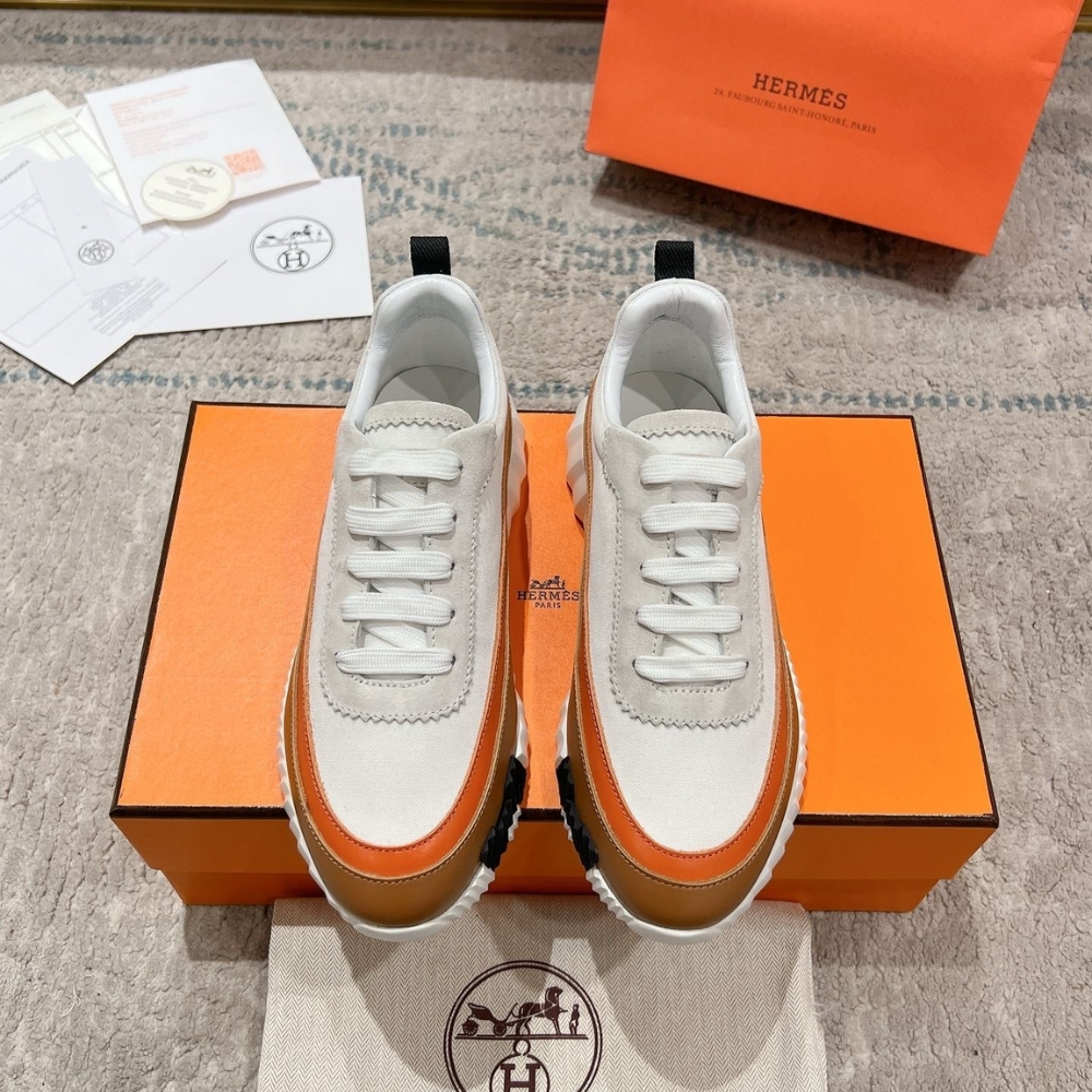 Hermes Bouncing Sneaker White And Brown H242796Zh90400