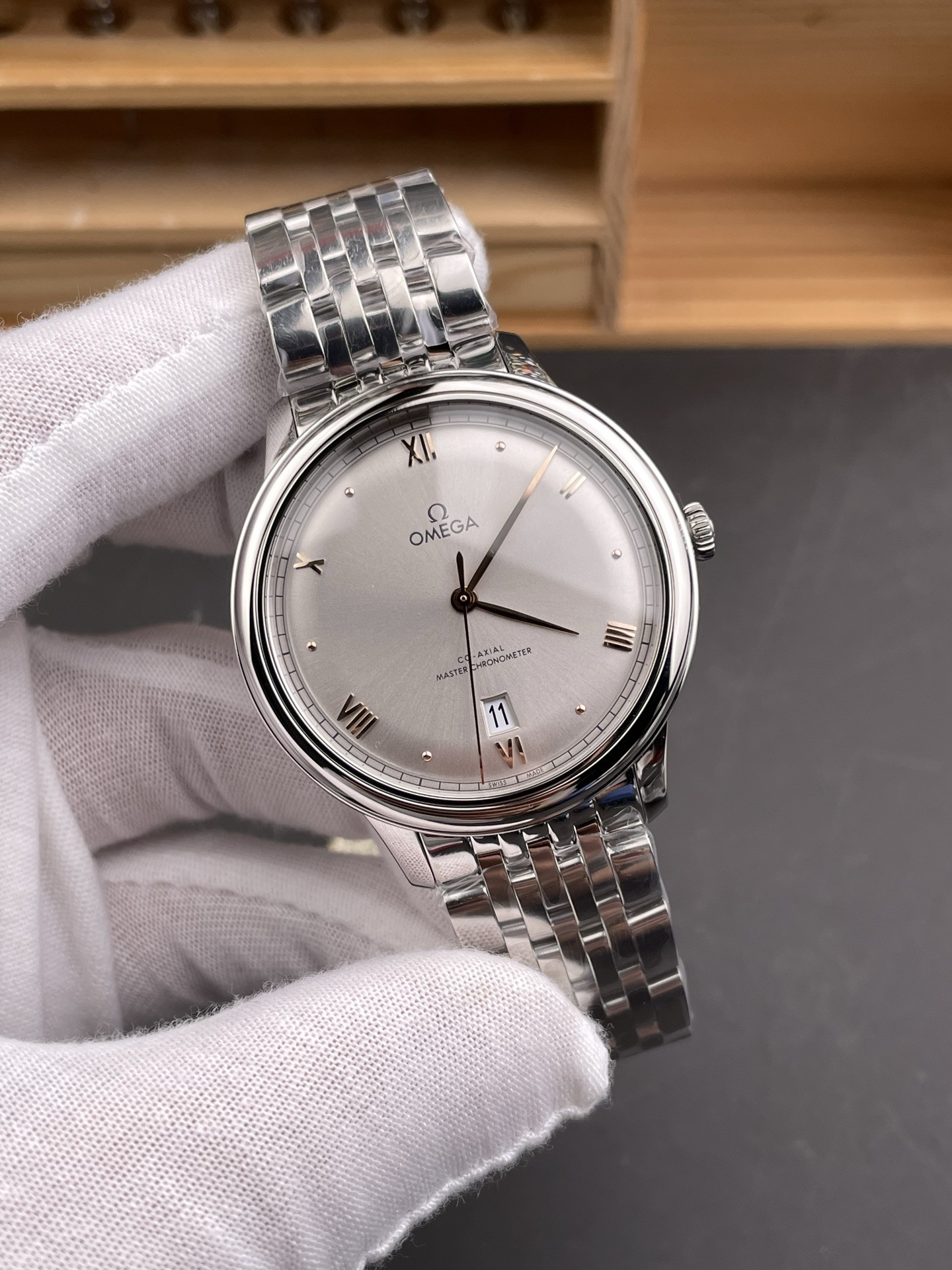 De Ville Gold Needle Silver Dial