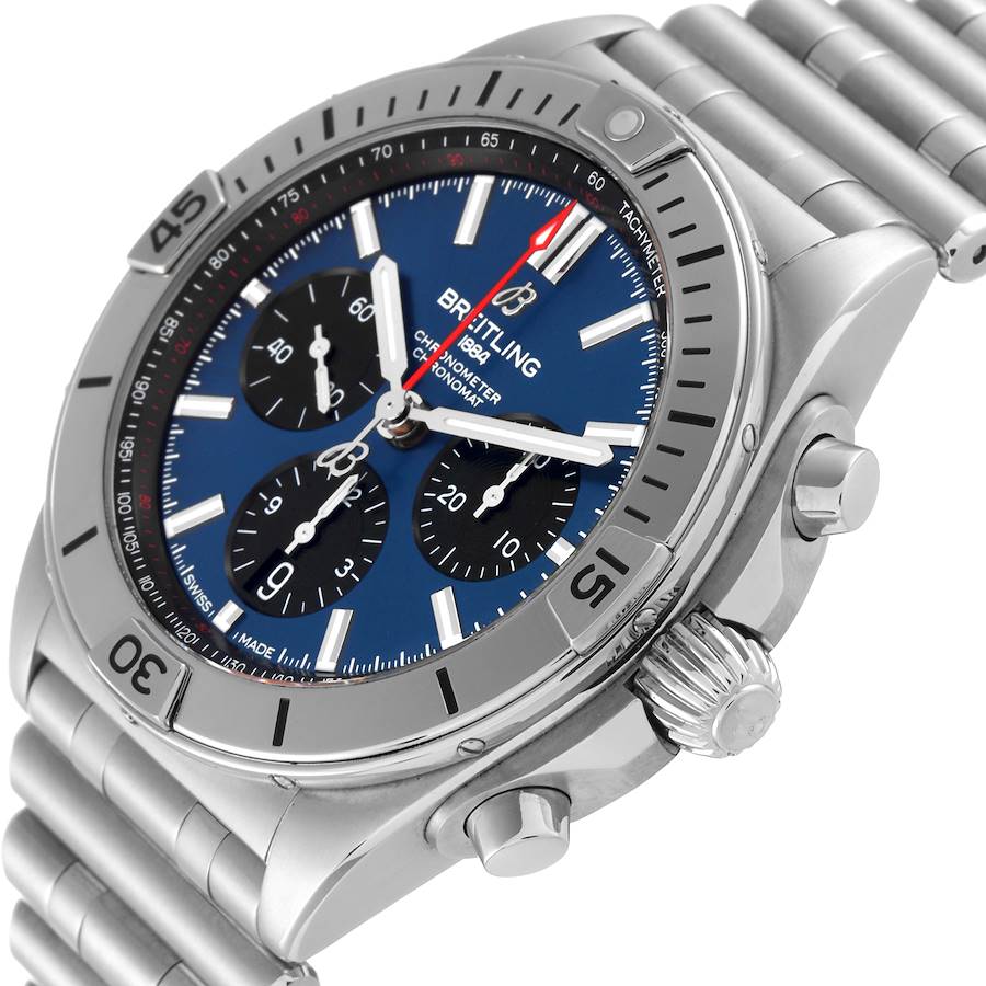 Breitling Chronomat B01 42 Blue Dial Steel Mens Watch AB0134