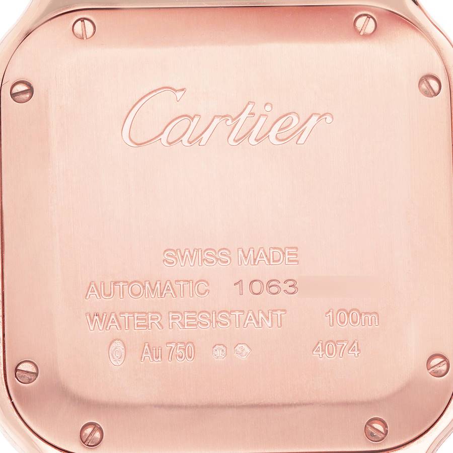 Cartier Santos De Cartier Medium Rose Gold Mens Watch WGSA0031