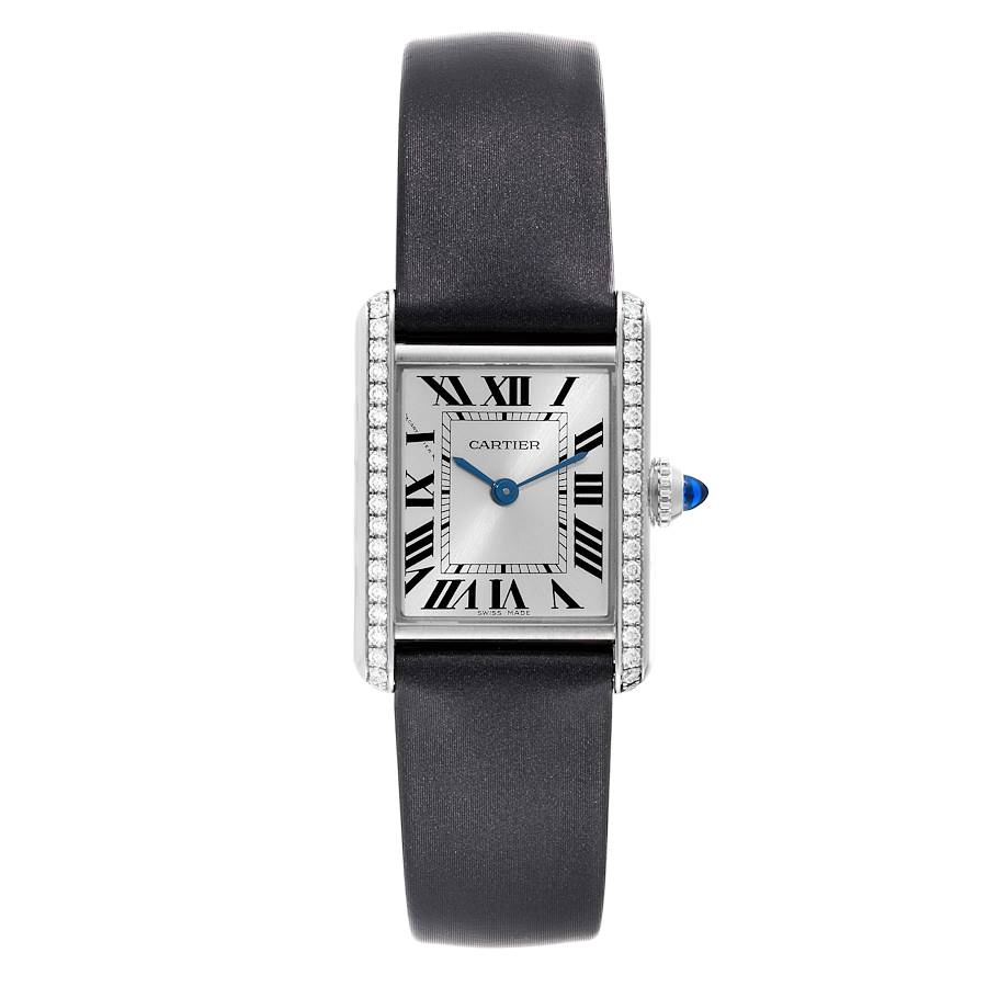 Cartier Tank Must Small Diamond Bezel Steel Ladies Watch W4TA0016