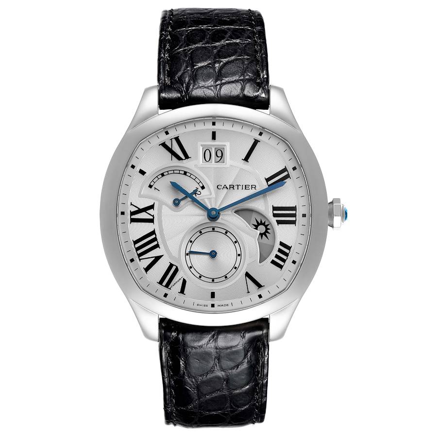Cartier Drive Retrograde Large Day Night Steel Mens Watch WSNM0005 Card