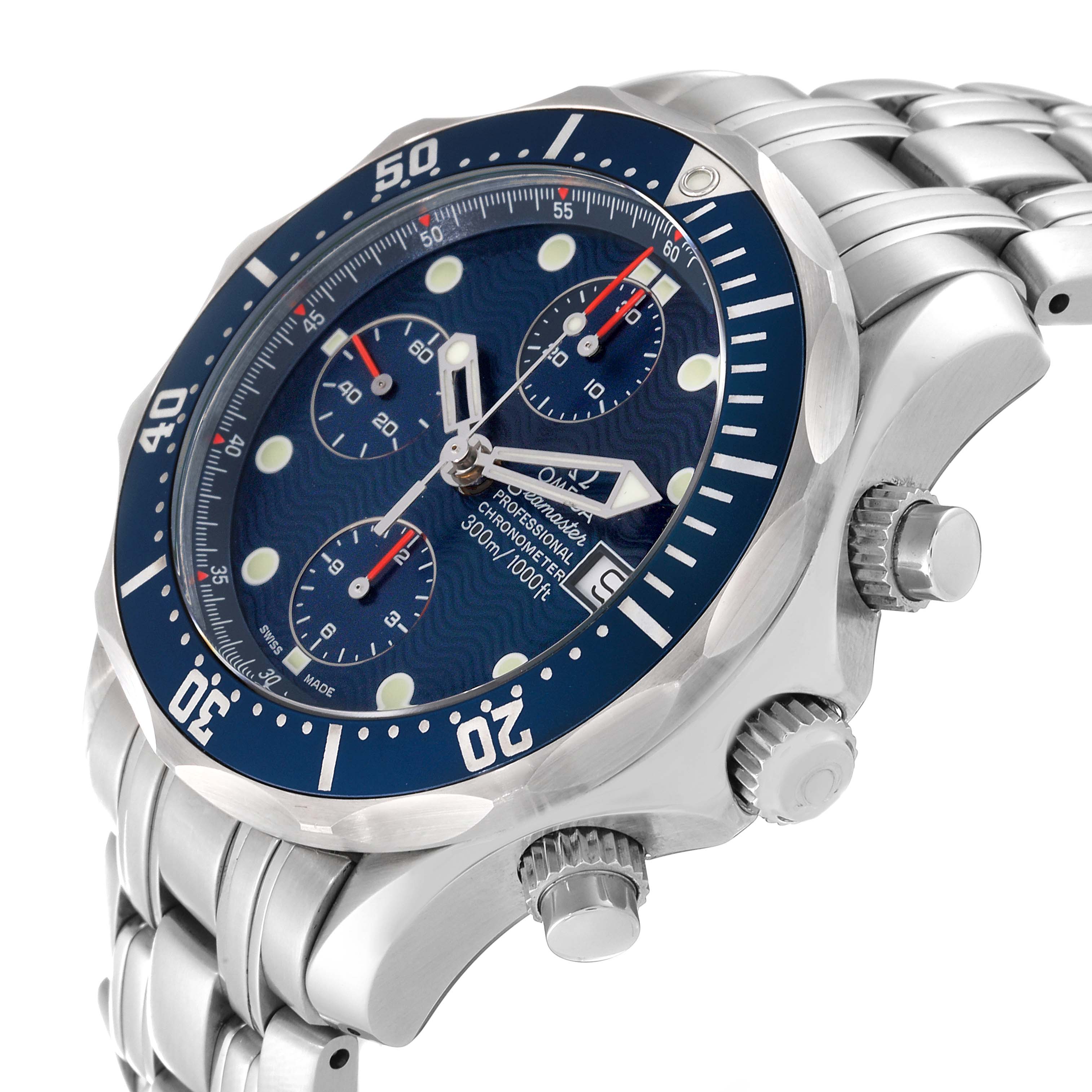 Omega Seamaster Blue Dial Chronograph Steel Mens Watch 41.5 MM 2599.80.00 Card