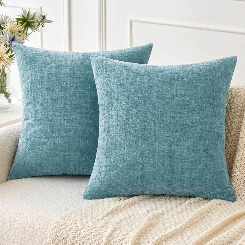 Soft Chenille Solid Dyed Pillow Covers (Pack of 2)