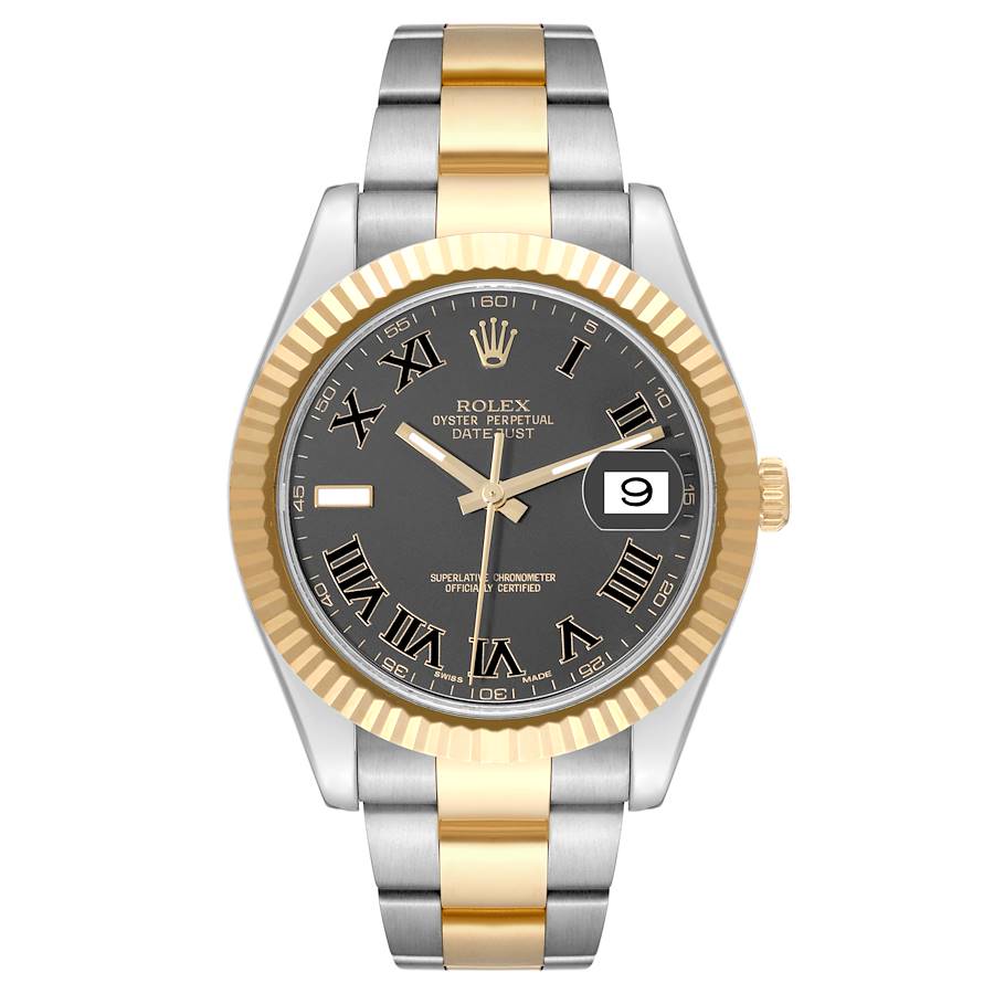 Rolex Datejust II Steel Yellow Gold Black Dial Mens Watch 116333