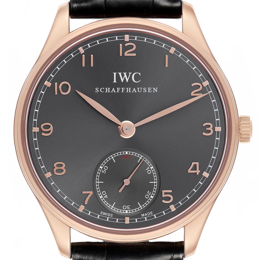 IWC Portuguese Rose Gold Grey Dial Manual Mens Watch IW545406