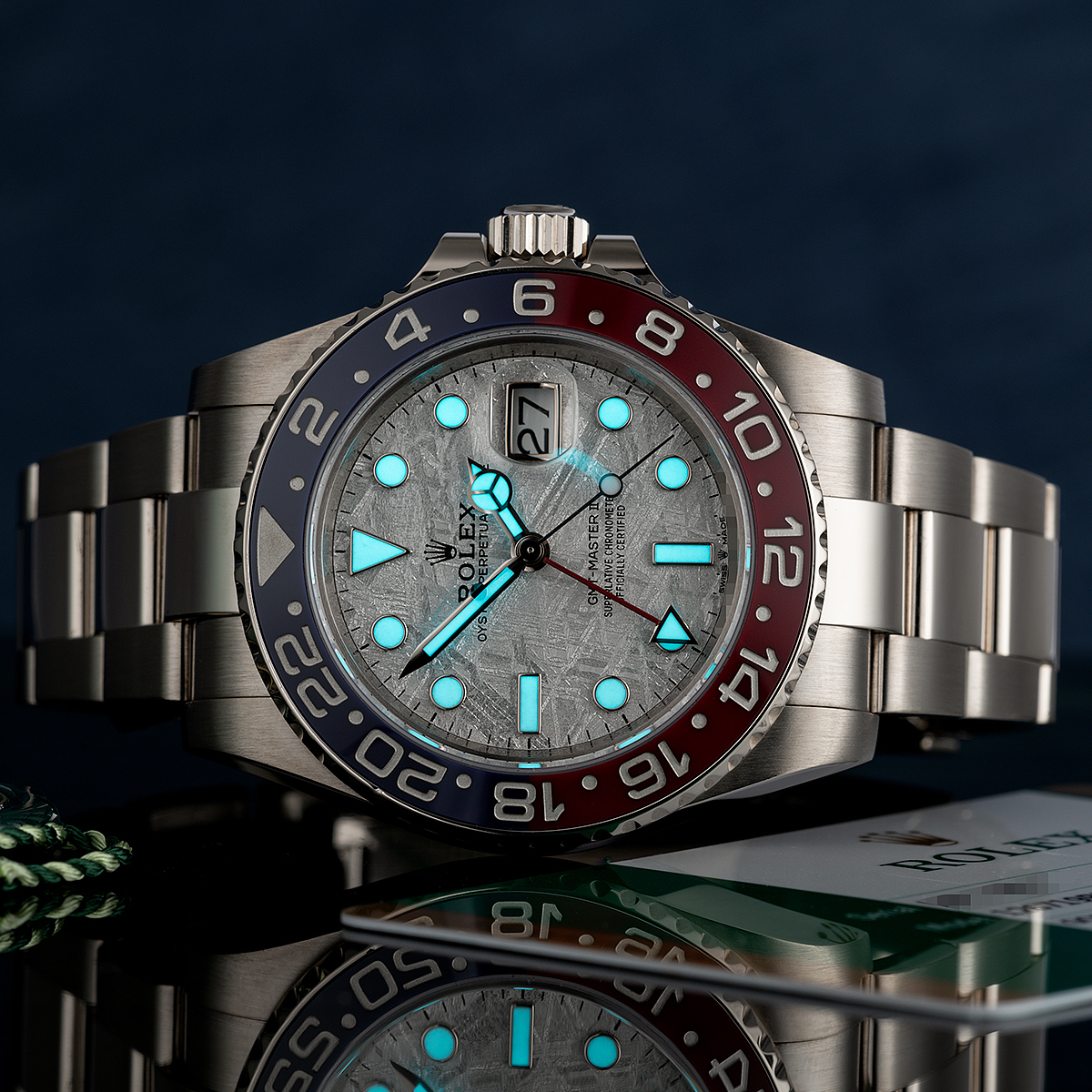 Rolex GMT Master II White Gold Meteorite Dial Pepsi Bezel Mens Watch 126719BLRO-0002 in 2021 New