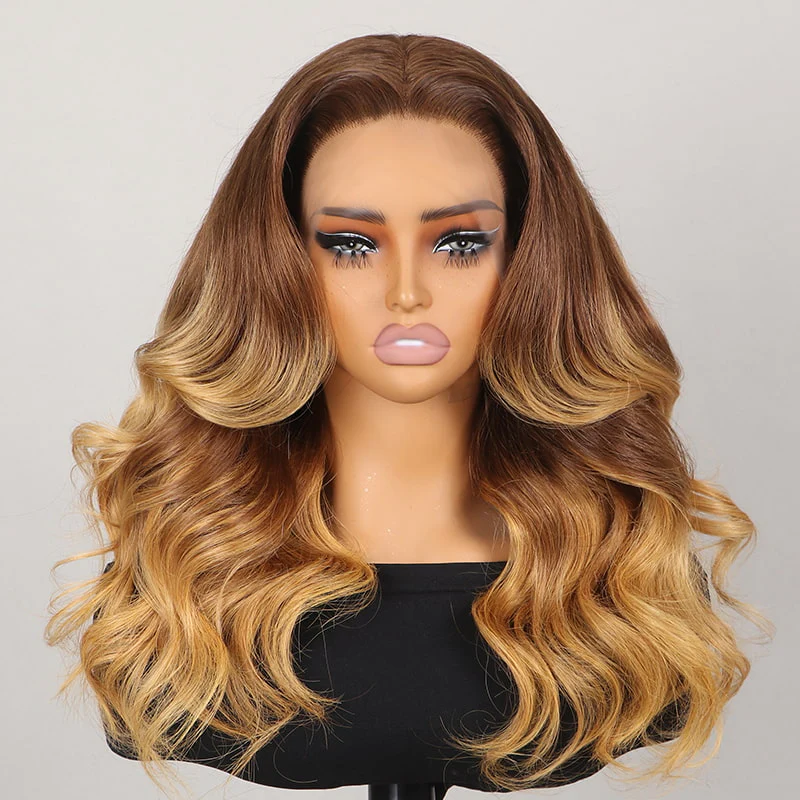 Megalook 13x4 Lace Frontal Copper Ginger Loose Body Wave Invisible Knots Breathable Cap