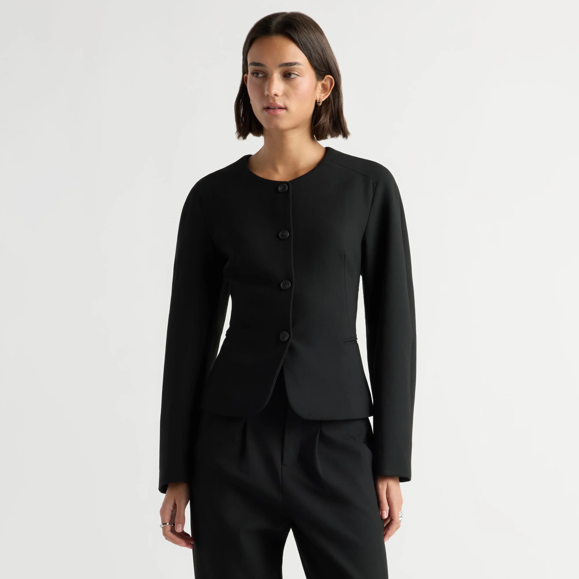 Maison Sculpted Cinch-Waist Blazer
