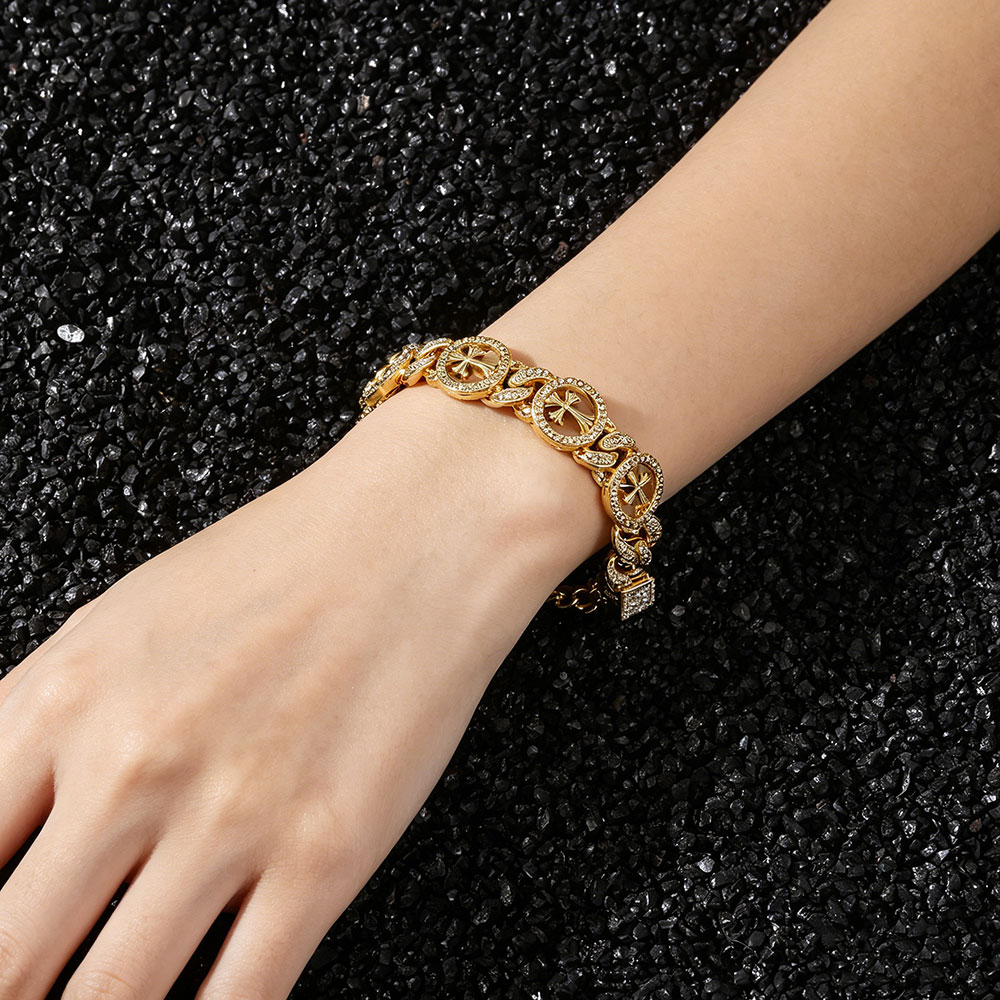Iced Cross Circle Cuban Link Bracelet - Spiritual Protection & Abundance Talisman