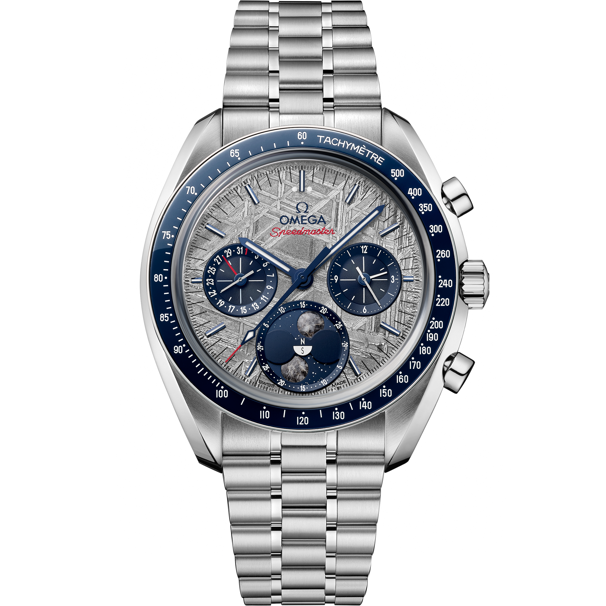 Omega Speedmaste﻿r Moonphase 43 mm, steel on steel 304.30.43.52.06.001
