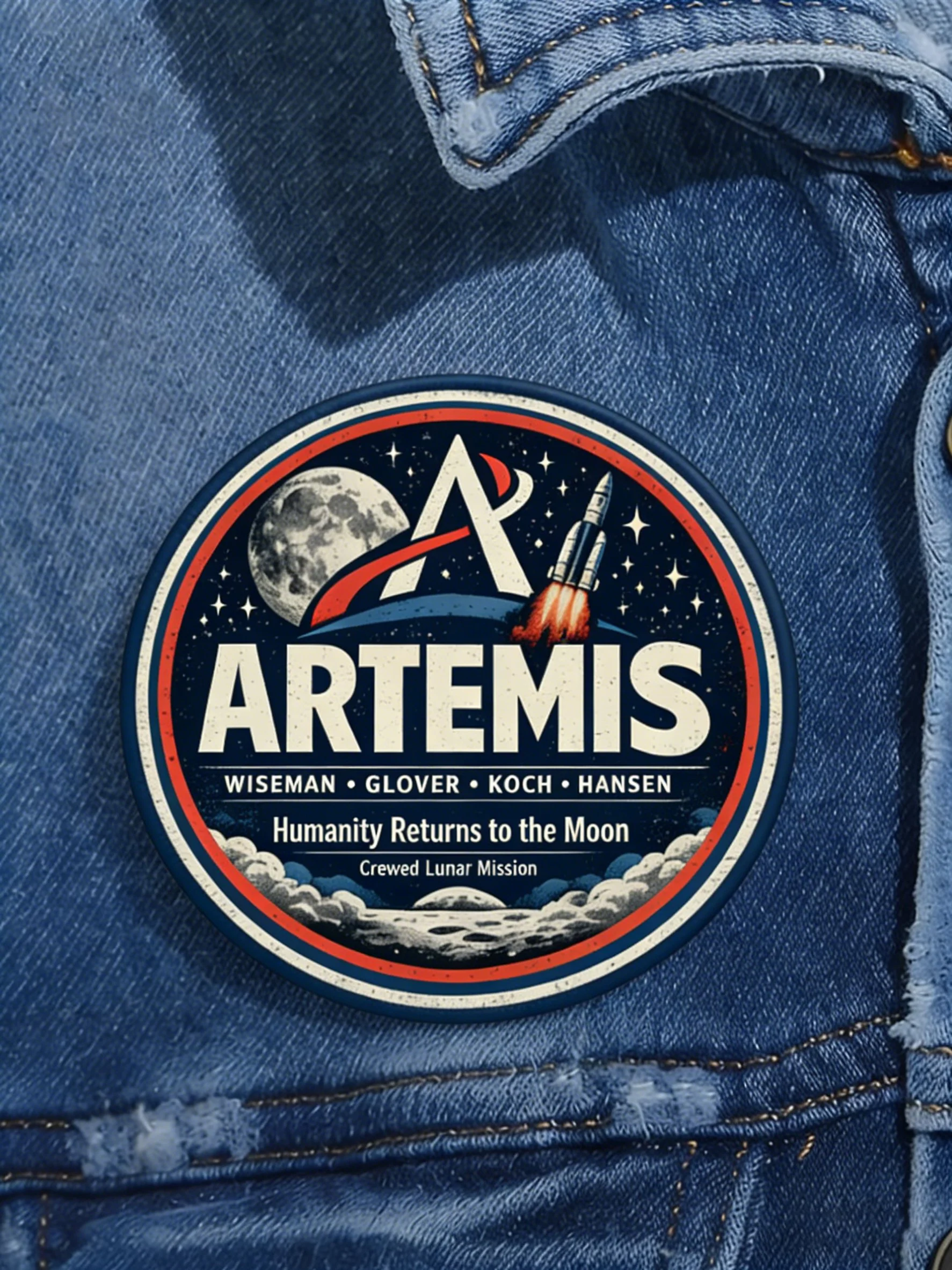 Unisex Humanity Returns To The Moon Print Pin-back Button