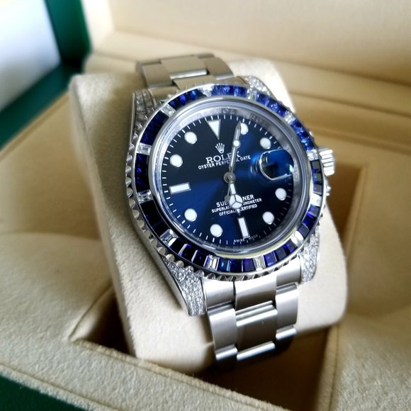Rolex Submariner Date 116659 SABR 18K White Gold Diamonds Sapphires UNWORN