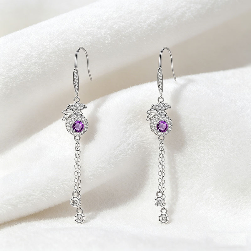 GemVibra Talismanic Money Bag Earrings | Abundance Crystal Drops