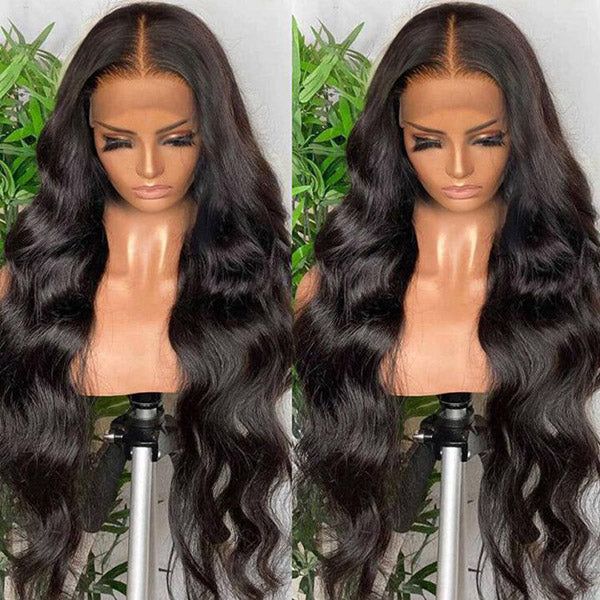 Megalook Bogo Free Deep Wave / Body Wave/Yaki Straight 4x4 Lace Closure Wig Natural Black