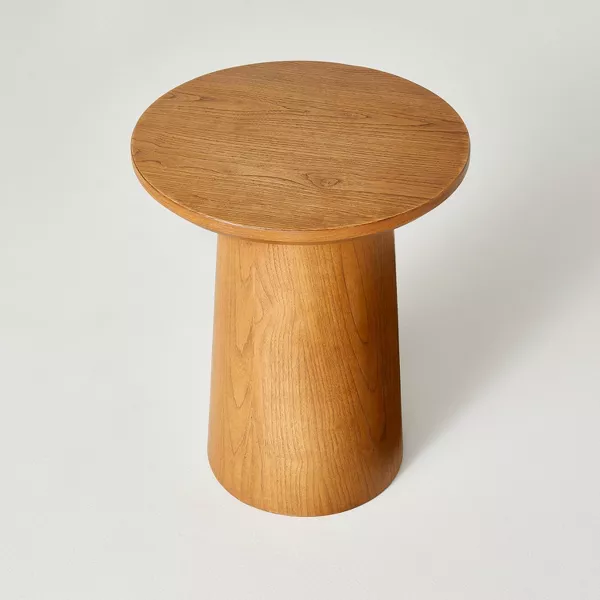 Wooden Round Pedestal Bedside Table