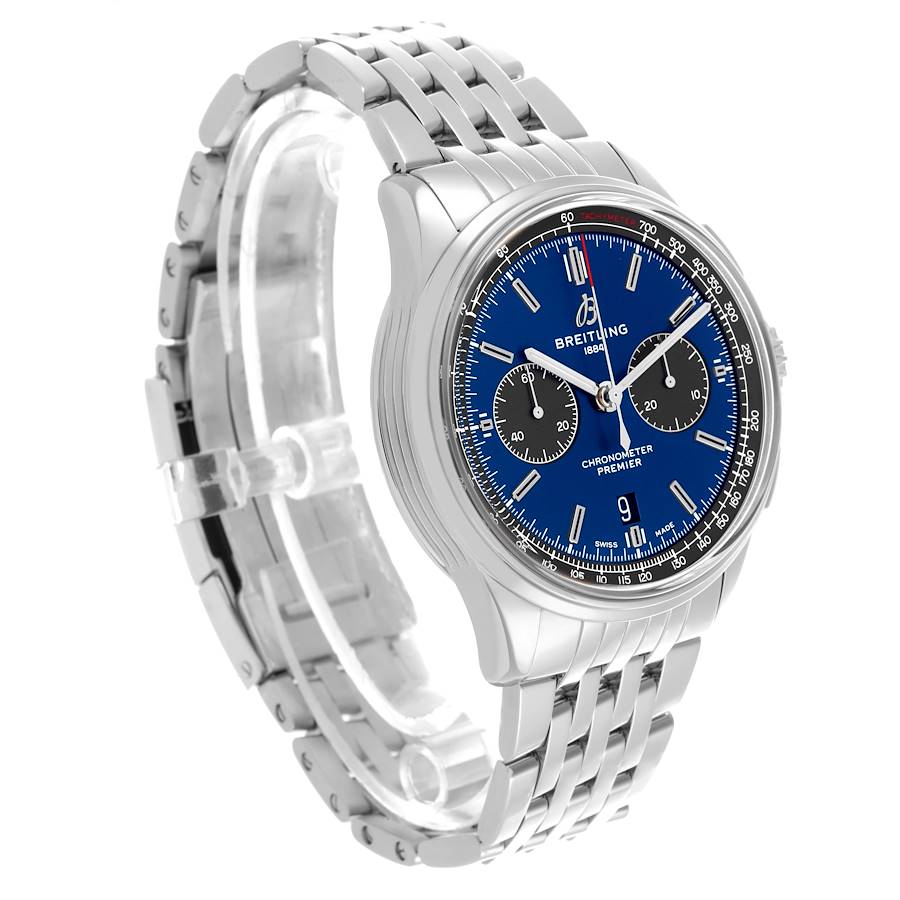 Breitling Premier B01 42mm Steel Blue Dial Mens Watch AB0118