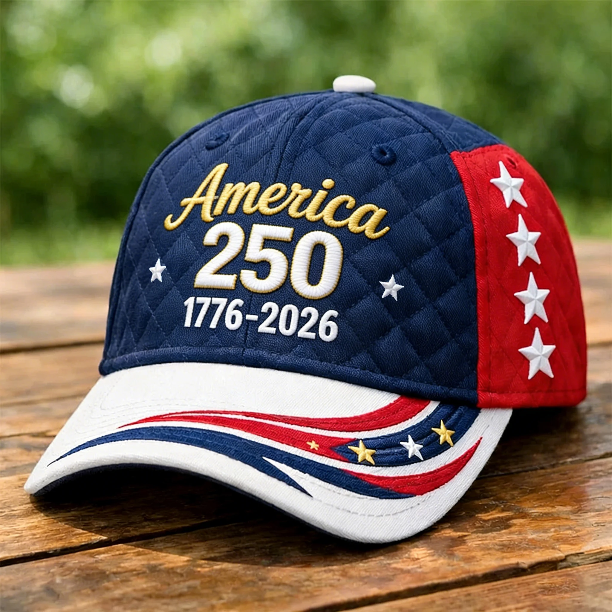Unisex casual hat with a 250th anniversary of the United States commemorative print.