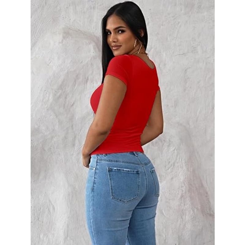 Womens Summer Sexy Square Neck Tops