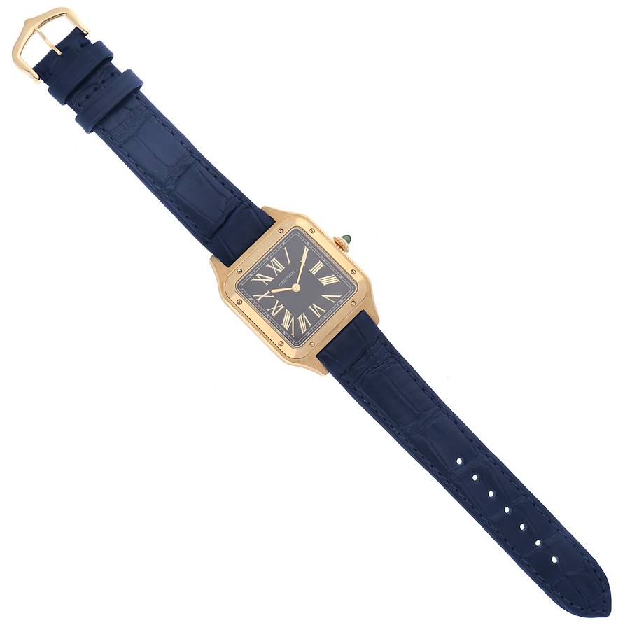 Cartier Santos Dumont Yellow Gold Blue Dial Mens Watch WGSA0077