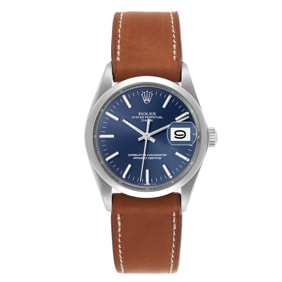 Rolex Date Blue Sigma Dial Vintage Steel Mens Watch 1500
