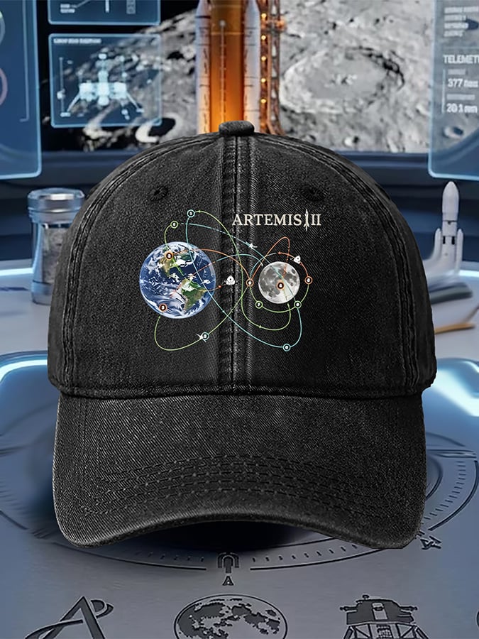 Unisex  Artemis II  Print  Washed Cotton Cap