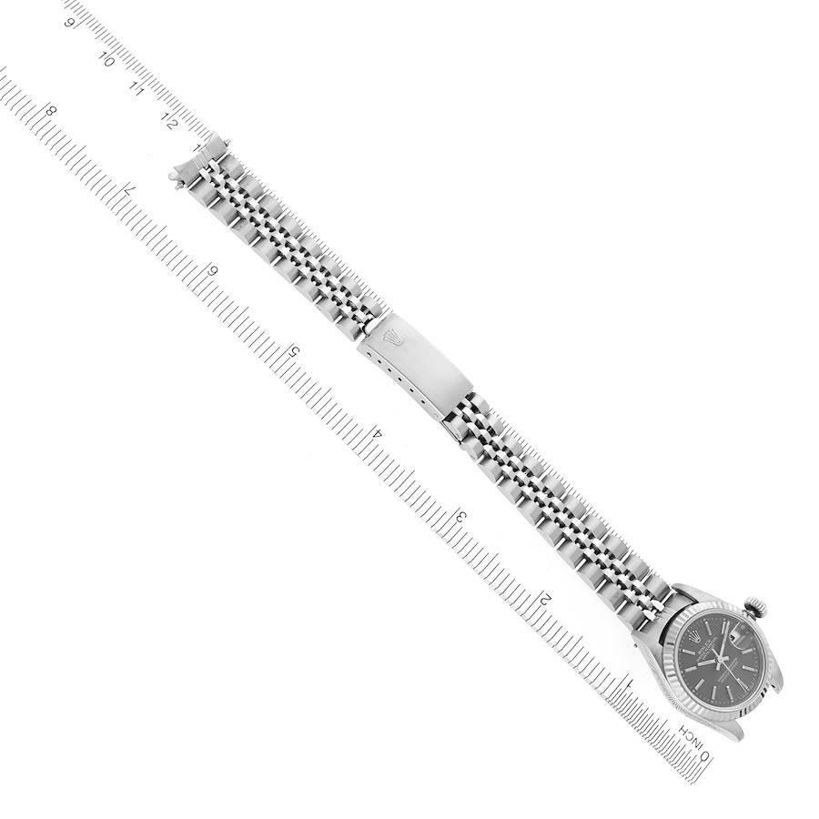 Rolex Datejust Steel White Gold Grey Tapestry Dial Ladies Watch 69174